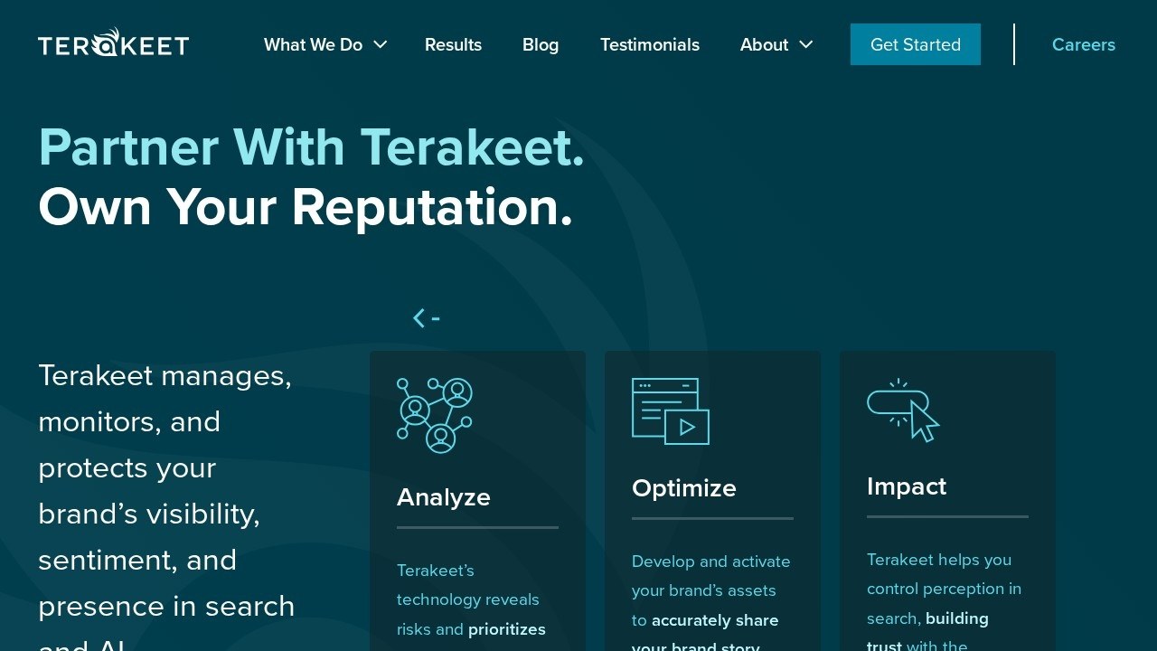 Terakeet homepage screenshot