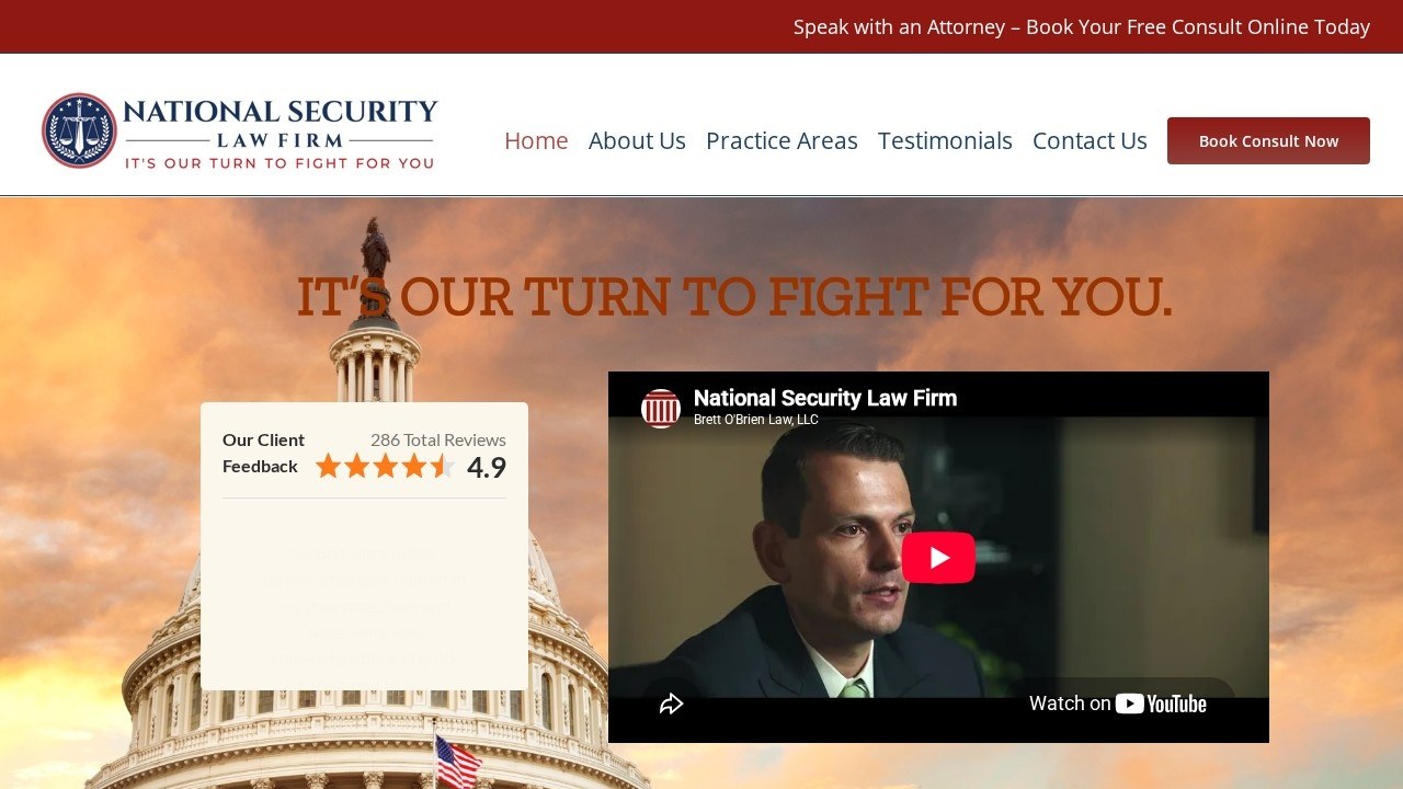 National Security Law Firm homepage screenshot