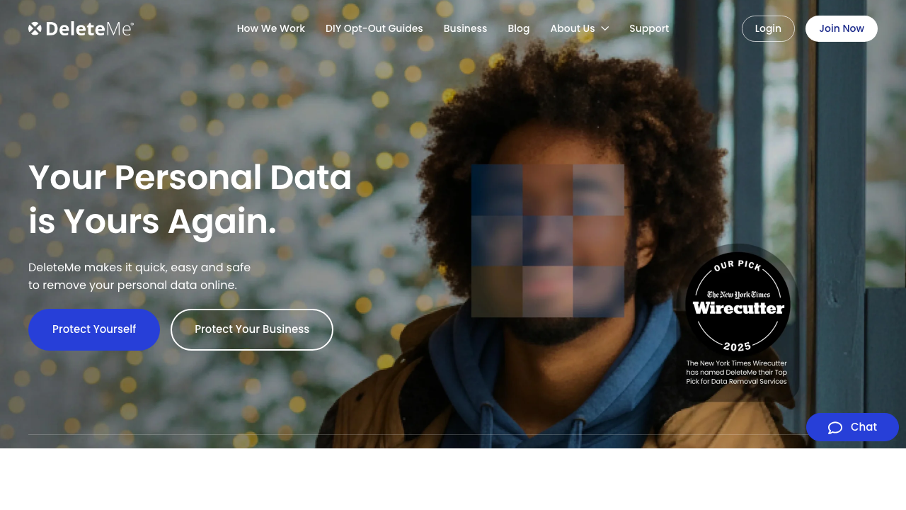 DeleteMe homepage screenshot
